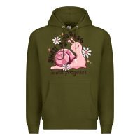 Army Green snail progress is stil progress Premium Hoodie - MaliasSmallBusiness