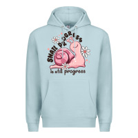 Blue Mist snail progress is stil progress Premium Hoodie - MaliasSmallBusiness