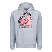 Heather Grey snail progress is stil progress Premium Hoodie - MaliasSmallBusiness