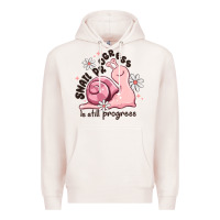 Pale Pink snail progress is stil progress Premium Hoodie - MaliasSmallBusiness
