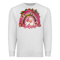 Oatmeal Heather pink christmas believe  rainbow Premium Sweatshirt - AdoDesignShop