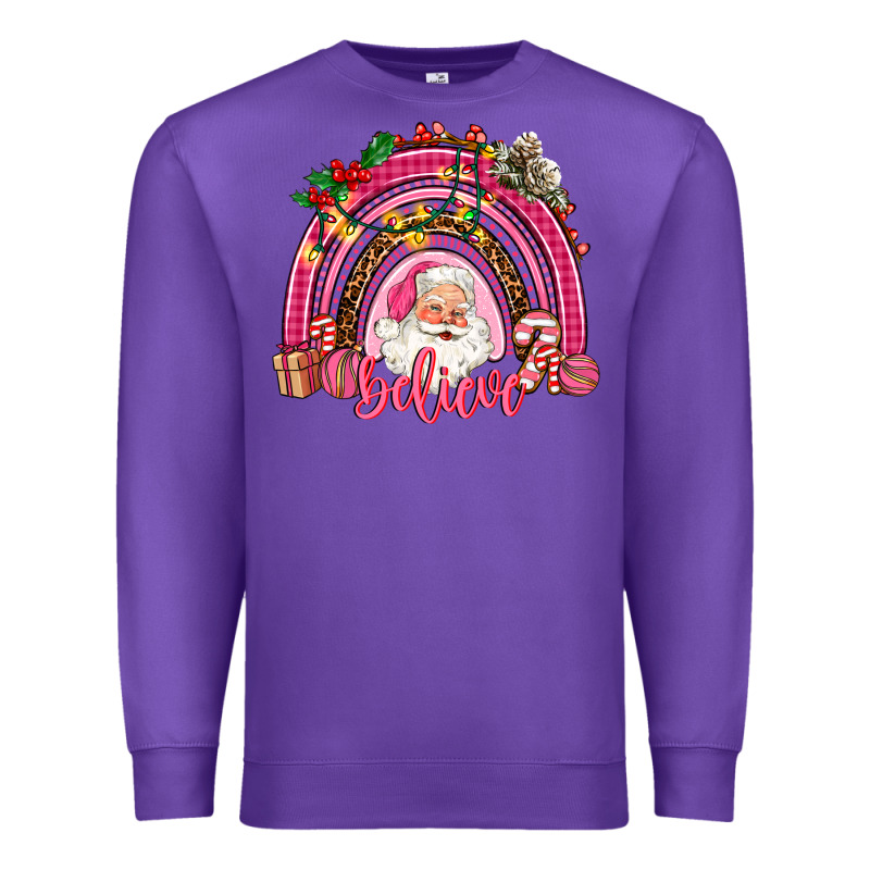 Pink Christmas Believe  Rainbow Premium Sweatshirt by AdoDesignShop | Teevron