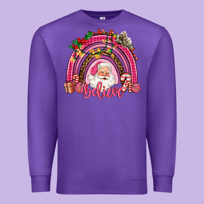 Pink Christmas Believe  Rainbow Premium Sweatshirt Designed By Adodesignshop
