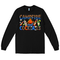Black campfire and cocktails Long Sleeve Tee - texasbilliewilder
