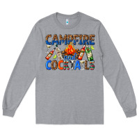 Heather Grey campfire and cocktails Long Sleeve Tee - texasbilliewilder