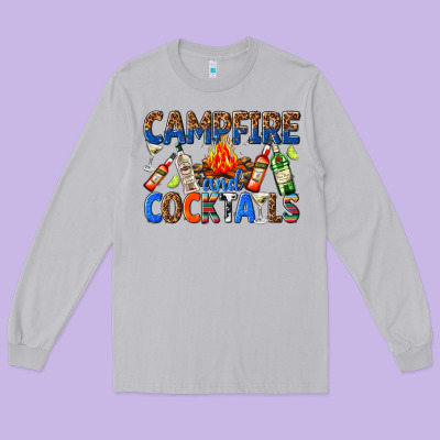 Long Sleeve Tee campfire and cocktails