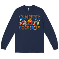 Navy campfire and cocktails Long Sleeve Tee - texasbilliewilder