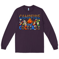 Plum campfire and cocktails Long Sleeve Tee - texasbilliewilder
