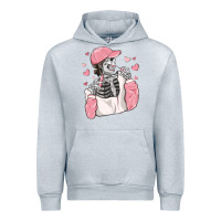 Heather Grey skeleton girl valentine's day Urban Hoodie - MaliasSmallBusiness