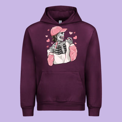 Skeleton Girl Valentine's Day Urban Hoodie Designed By Maliassmallbusiness