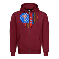 Burgundy 4th of july nurse heart flag Zipper Hoodie - texasbilliewilder