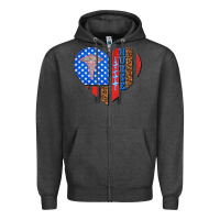 Charcoal Heather 4th of july nurse heart flag Zipper Hoodie - texasbilliewilder