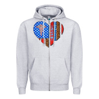 Heather Grey 4th of july nurse heart flag Zipper Hoodie - texasbilliewilder