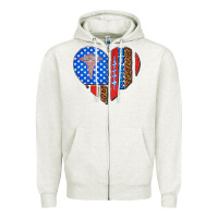 Oatmeal Heather 4th of july nurse heart flag Zipper Hoodie - texasbilliewilder