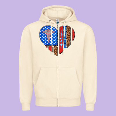 4th Of July Nurse Heart Flag Zipper Hoodie Designed By Texasbilliewilder