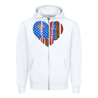 White 4th of july nurse heart flag Zipper Hoodie - texasbilliewilder