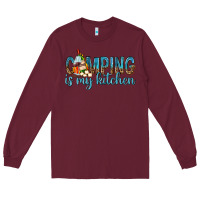 Burgundy camping is my kitchen with wine Long Sleeve Tee - texasbilliewilder