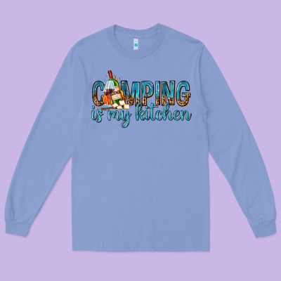 Long Sleeve Tee camping is my kitchen with wine