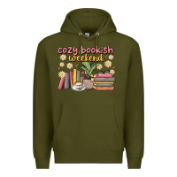 Army Green cozy bookish weekend Premium Hoodie - MaliasSmallBusiness