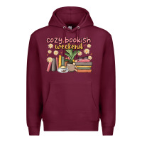 Burgundy cozy bookish weekend Premium Hoodie - MaliasSmallBusiness