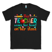 Black this teacher wears her heart on her sleeve Classic Tee - texasbilliewilder