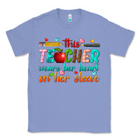 Colony Blue this teacher wears her heart on her sleeve Classic Tee - texasbilliewilder