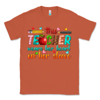 Copper this teacher wears her heart on her sleeve Classic Tee - texasbilliewilder