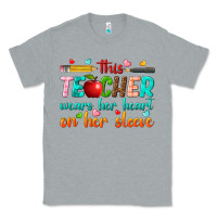 Heather Grey this teacher wears her heart on her sleeve Classic Tee - texasbilliewilder