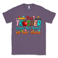 Lavender this teacher wears her heart on her sleeve Classic Tee - texasbilliewilder