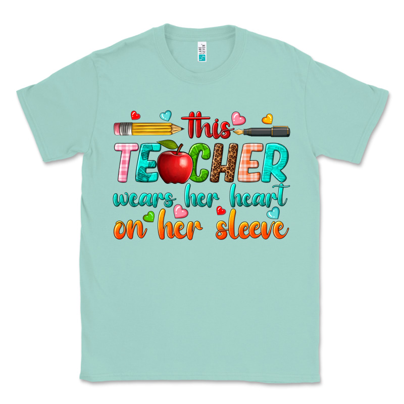 This Teacher Wears Her Heart On Her Sleeve Classic Tee by texasbilliewilder | Teevron