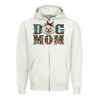 Oatmeal Heather Christmas dog mom Pomeranian Zipper Hoodie - RanaPortraitStore