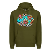 Army Green race sunflower patches Premium Hoodie - AdoDesignShop