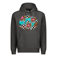 Charcoal Heather race sunflower patches Premium Hoodie - AdoDesignShop