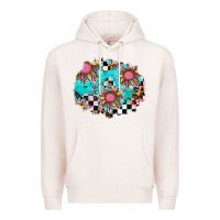 Pale Pink race sunflower patches Premium Hoodie - AdoDesignShop