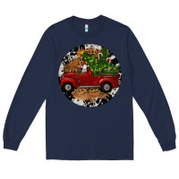Navy Farm Truck Christmas Long Sleeve Tee - RanaPortraitStore