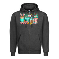 Charcoal Heather easter nurse coffee cups Zipper Hoodie - Zillion Design Studio