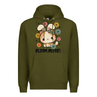 Army Green bloom bestie cat Premium Hoodie - MaliasSmallBusiness
