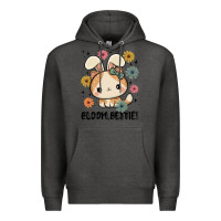 Charcoal Heather bloom bestie cat Premium Hoodie - MaliasSmallBusiness