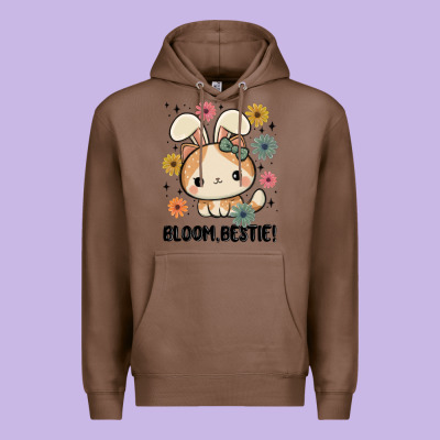 Bloom Bestie Cat Premium Hoodie Designed By Maliassmallbusiness