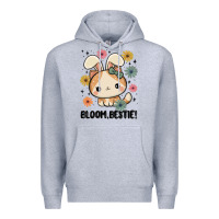 Heather Grey bloom bestie cat Premium Hoodie - MaliasSmallBusiness