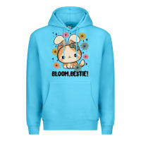Ocean Blue bloom bestie cat Premium Hoodie - MaliasSmallBusiness
