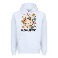 White bloom bestie cat Premium Hoodie - MaliasSmallBusiness