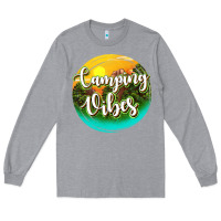 Heather Grey camping vibes Long Sleeve Tee - texasbilliewilder