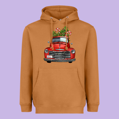 Christmas Trees Truck Heavyweight Hoodie Designed By Fadigitalartstudio