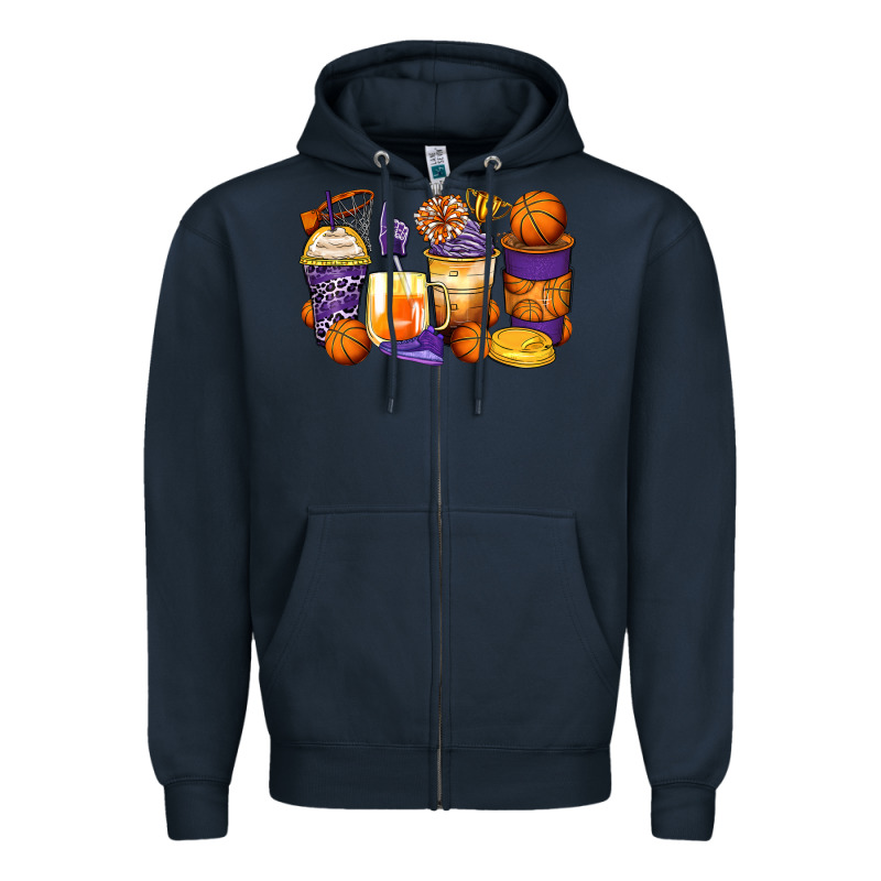 Basketball Coffee Cups Zipper Hoodie by Zillion Design Studio | Teevron