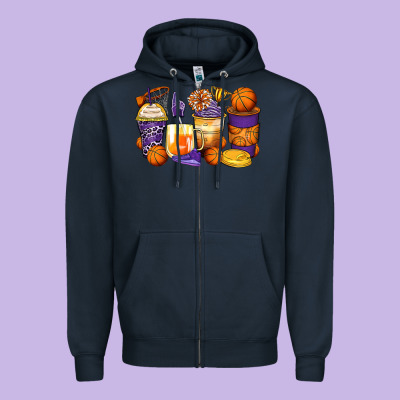 Basketball Coffee Cups Zipper Hoodie Designed By Zillion Design Studio