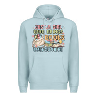Blue Mist just a girl who brings books everywhere Premium Hoodie - MaliasSmallBusiness