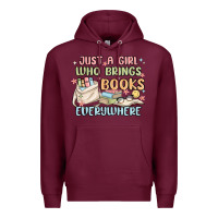 Burgundy just a girl who brings books everywhere Premium Hoodie - MaliasSmallBusiness