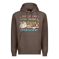 Coffee just a girl who brings books everywhere Premium Hoodie - MaliasSmallBusiness