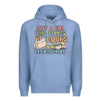 Colony Blue just a girl who brings books everywhere Premium Hoodie - MaliasSmallBusiness